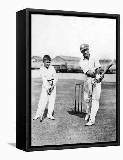 Don Bradman Gives Lesson-null-Framed Stretched Canvas