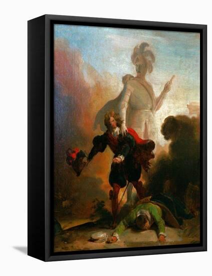 Don Juan And the Statue of the Commander-Alexandre Evariste Fragonard-Framed Stretched Canvas