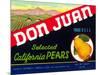 Don Juan Pear Label-null-Mounted Art Print