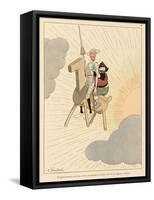 Don Quijote and Sancho Take to the Air on a Flying Machine in the Shape of a Horse-Joaquin Xaudaro-Framed Stretched Canvas