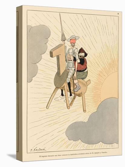 Don Quijote and Sancho Take to the Air on a Flying Machine in the Shape of a Horse-Joaquin Xaudaro-Stretched Canvas