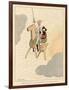 Don Quijote and Sancho Take to the Air on a Flying Machine in the Shape of a Horse-Joaquin Xaudaro-Framed Art Print