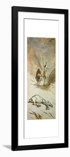 Don Quijote and the dead mule.-HONORE DAUMIER-Framed Giclee Print