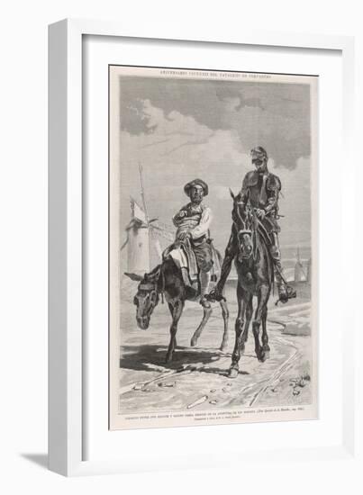 Don Quixote and Sancho Panza Discuss the Combat with the Windmills-Antonio Munoz Degrain-Framed Art Print