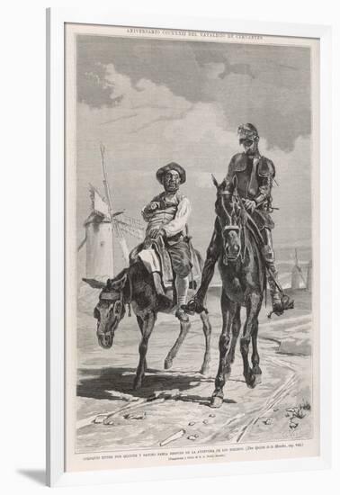 Don Quixote and Sancho Panza Discuss the Combat with the Windmills-Antonio Munoz Degrain-Framed Art Print