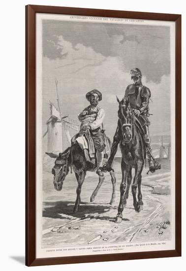 Don Quixote and Sancho Panza Discuss the Combat with the Windmills-Antonio Munoz Degrain-Framed Art Print