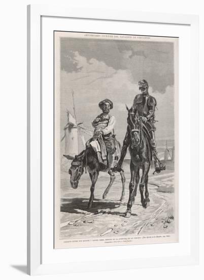 Don Quixote and Sancho Panza Discuss the Combat with the Windmills-Antonio Munoz Degrain-Framed Premium Giclee Print