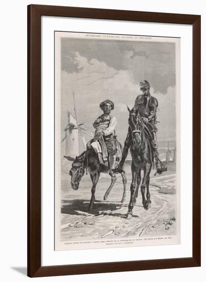 Don Quixote and Sancho Panza Discuss the Combat with the Windmills-Antonio Munoz Degrain-Framed Premium Giclee Print