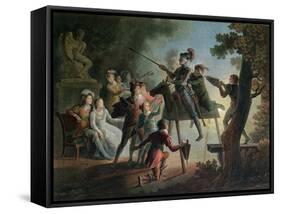 Don Quixote and Sancho Panza on a Wooden Horse-Jean-frederic Schall-Framed Stretched Canvas