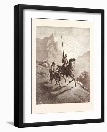 Don Quixote and Sancho Setting Out-Gustave Dore-Framed Giclee Print