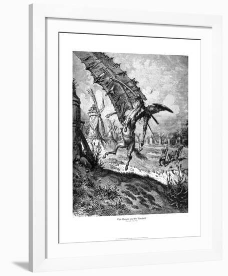 Don Quixote and the Windmill-Gustave Doré-Framed Art Print