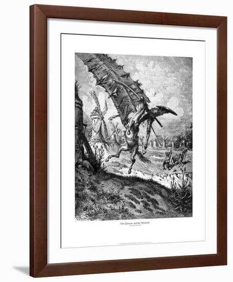 Don Quixote and the Windmill-Gustave Doré-Framed Art Print