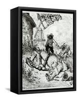 Don Quixote and the Windmills, from Don Quixote de La Mancha by Miguel Cervantes-Gustave Doré-Framed Stretched Canvas