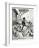 Don Quixote and the Windmills, from Don Quixote de La Mancha by Miguel Cervantes-Gustave Doré-Framed Giclee Print