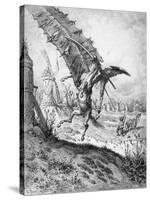 Don Quixote and the Windmills, from 'Don Quixote de la Mancha' by Miguel Cervantes-Gustave Doré-Stretched Canvas