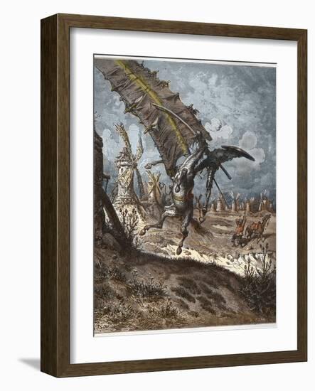 Don Quixote and the Windmills-Stefano Bianchetti-Framed Premium Giclee Print