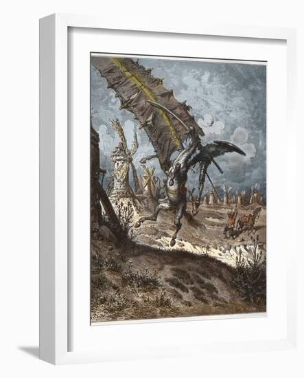 Don Quixote and the Windmills-Stefano Bianchetti-Framed Premium Giclee Print