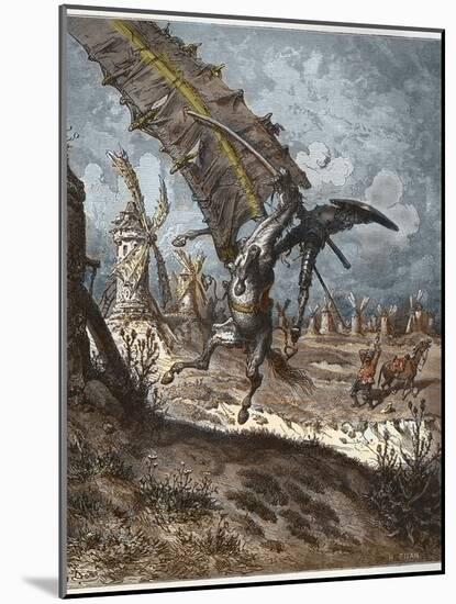 Don Quixote and the Windmills-Stefano Bianchetti-Mounted Premium Giclee Print