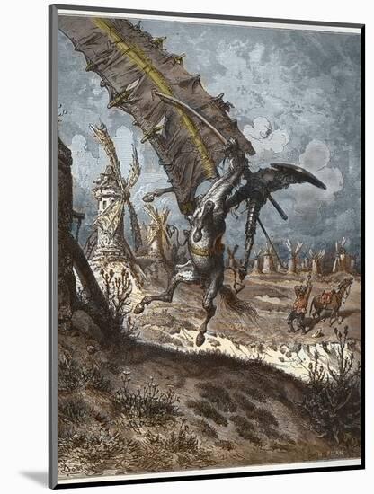 Don Quixote and the Windmills-Stefano Bianchetti-Mounted Giclee Print