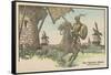 Don Quixote Attacks the Windmill-null-Framed Stretched Canvas