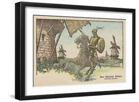 Don Quixote Attacks the Windmill-null-Framed Art Print