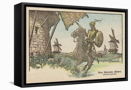 Don Quixote Attacks the Windmill-null-Framed Stretched Canvas