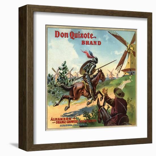 Don Quixote Brand - Alhambra, California - Citrus Crate Label-Lantern Press-Framed Art Print