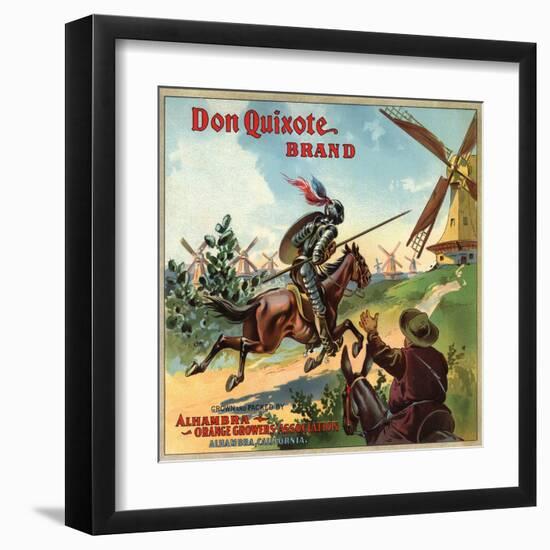 Don Quixote Brand - Alhambra, California - Citrus Crate Label-Lantern Press-Framed Art Print