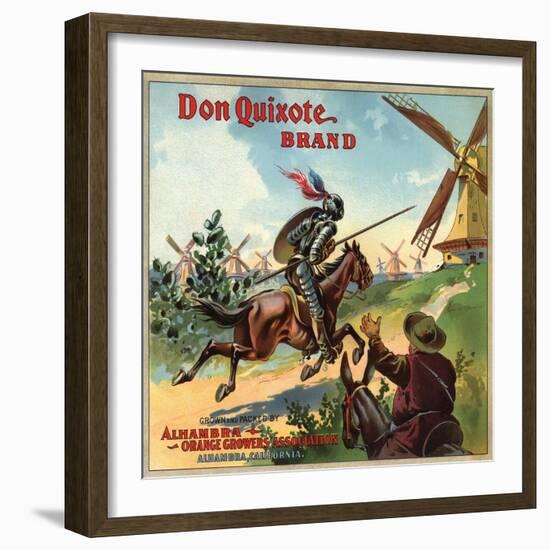 Don Quixote Brand - Alhambra, California - Citrus Crate Label-Lantern Press-Framed Art Print