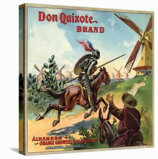 Don Quixote Brand - Alhambra, California - Citrus Crate Label-Lantern Press-Stretched Canvas