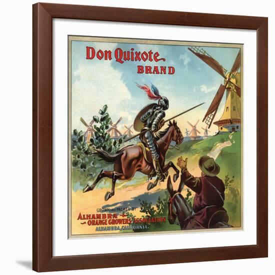 Don Quixote Brand - Alhambra, California - Citrus Crate Label-Lantern Press-Framed Art Print