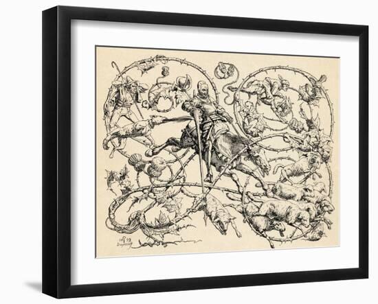 Don Quixote Fighting the Herd of Sheep, Mistaking Them for Two Armies, 1839, from 'The Garden…-German School-Framed Giclee Print