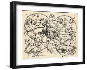 Don Quixote Fighting the Herd of Sheep, Mistaking Them for Two Armies, 1839, from 'The Garden…-German School-Framed Giclee Print