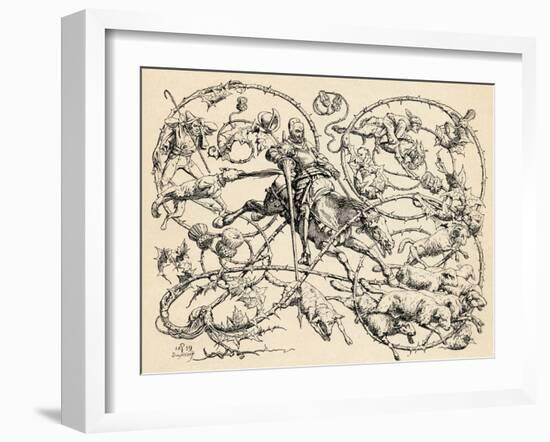 Don Quixote Fighting the Herd of Sheep, Mistaking Them for Two Armies, 1839, from 'The Garden…-German School-Framed Giclee Print