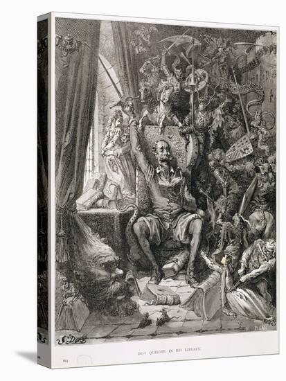 Don Quixote in His Library, Engraved by Heliodore Joseph Pisan (1822-90) C.1868-Gustave Doré-Stretched Canvas