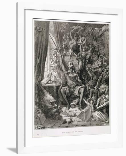 Don Quixote in His Library, Engraved by Heliodore Joseph Pisan (1822-90) C.1868-Gustave Doré-Framed Giclee Print