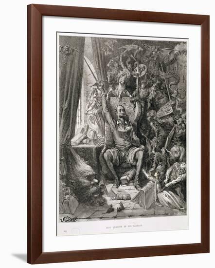 Don Quixote in His Library, Engraved by Heliodore Joseph Pisan (1822-90) C.1868-Gustave Doré-Framed Giclee Print