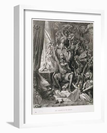 Don Quixote in His Library, Engraved by Heliodore Joseph Pisan (1822-90) C.1868-Gustave Doré-Framed Premium Giclee Print