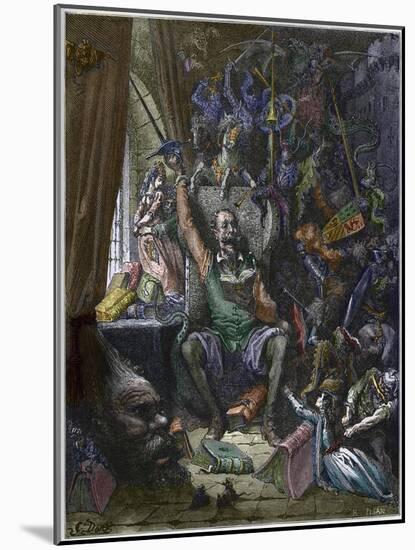 Don Quixote in His Study-Stefano Bianchetti-Mounted Giclee Print