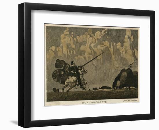 Don Quixote on Horseback with His Lance-Julius Diez-Framed Art Print