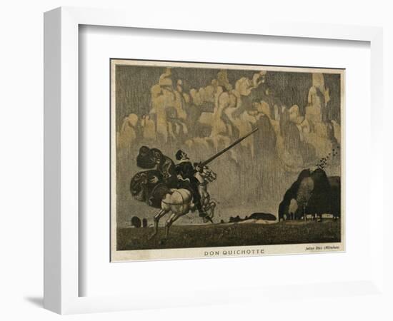 Don Quixote on Horseback with His Lance-Julius Diez-Framed Art Print