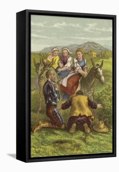 Don Quixote, Sancho and the Country Girls-Sir John Gilbert-Framed Stretched Canvas