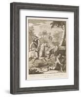 Don Quixote Seizes the Barber's Bason for the Mambrino's Helmet-William Hogarth-Framed Art Print