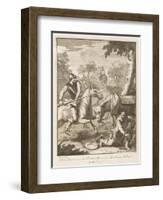 Don Quixote Seizes the Barber's Bason for the Mambrino's Helmet-William Hogarth-Framed Art Print