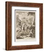 Don Quixote Seizes the Barber's Bason for the Mambrino's Helmet-William Hogarth-Framed Art Print