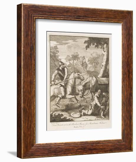 Don Quixote Seizes the Barber's Bason for the Mambrino's Helmet-William Hogarth-Framed Art Print