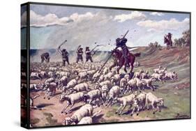Don Quixote the Adventure with the Sheep-F. Panizza-Stretched Canvas