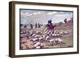 Don Quixote the Adventure with the Sheep-F. Panizza-Framed Art Print