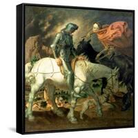 Don Quixote with Death, Based on 'The Knight, Death and the Devil' by Albrecht Durer (1471-1528),…-Theodor Baierl-Framed Stretched Canvas