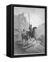 Don Quixote with Sancho Panza Riding Along a Mountain Pass-Gustave Dor?-Framed Stretched Canvas
